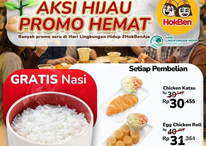 Promo HokBen Gratis Nasi & Salad, Spesial Hari Lingkungan Hidup 2026