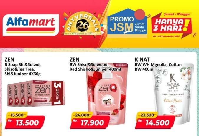 Promo JSM Alfamart 5-7 Desember 2025, Diskon Sabun Mandi & Susu Anak