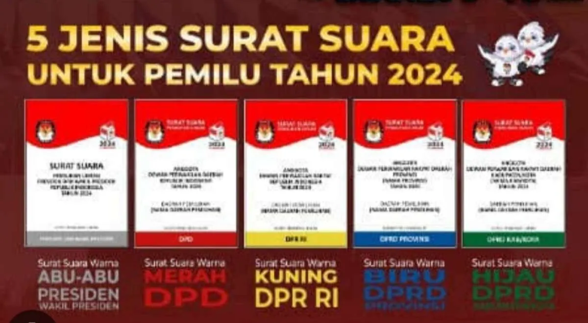 ​Jangan Salah Coblos, Ini 5 Warna Surat Suara Pemilu 2024 dan Cara Cek Daftar Caleg