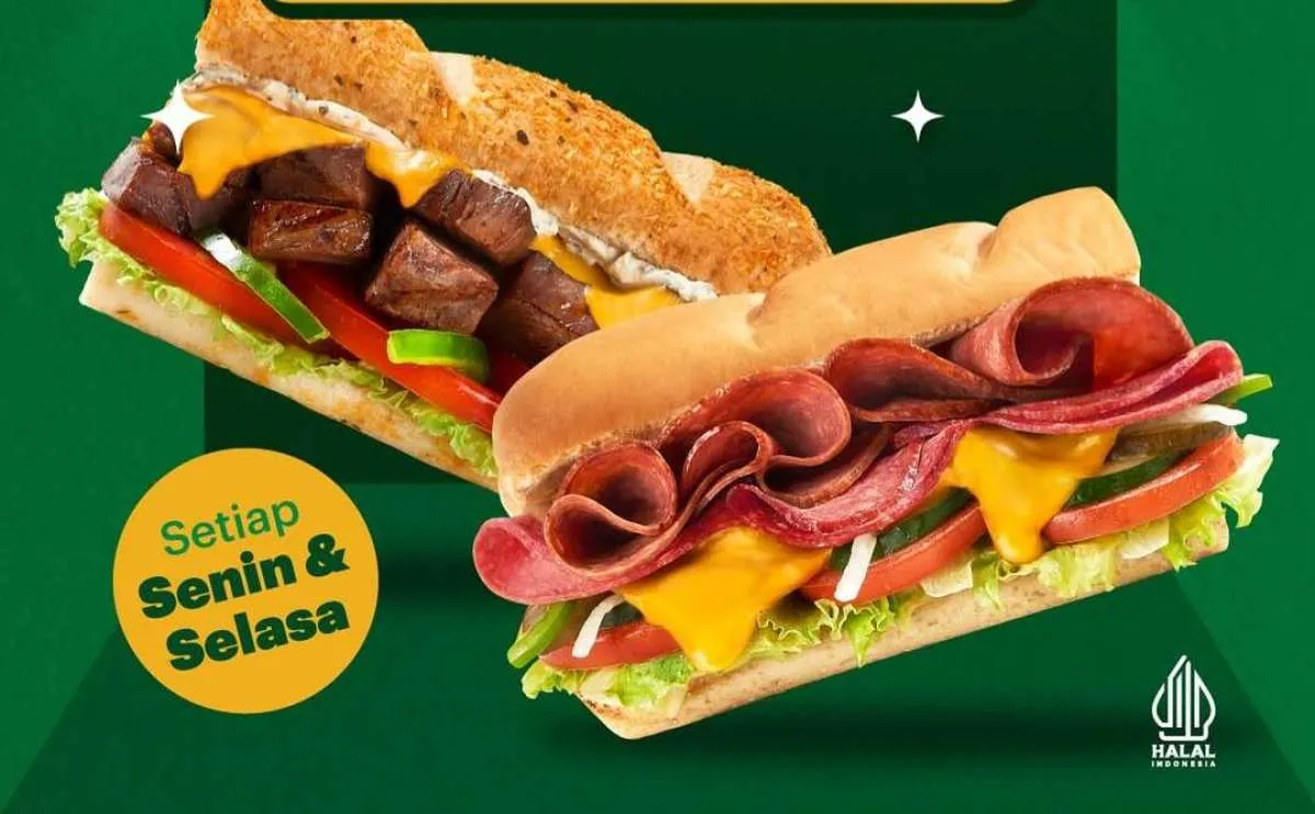 3 Promo Subway Spesial Hari Senin dan Selasa, 2 Sandwich Favorit Cuma Rp 50.000-an