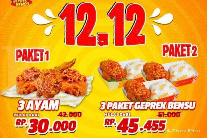 Pesta Promo 12.12 Geprek Bensu 1-12 Desember 2021, Ada Diskon 2 Paket Mulai Rp 30.000