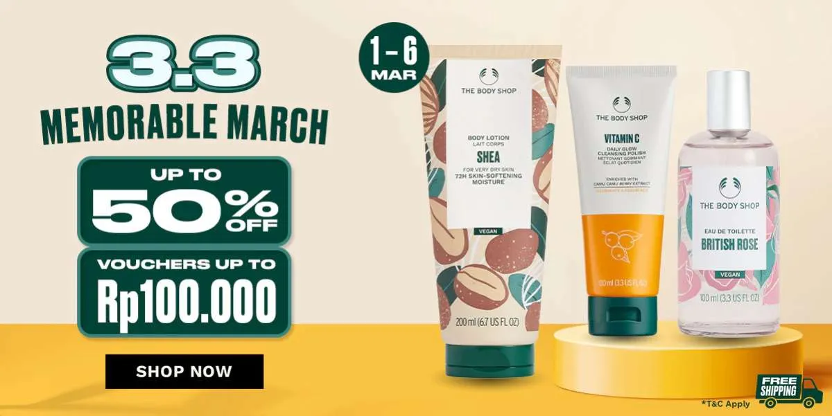 Promo 3.3 The Body Shop, Parfum-Body Wash Diskon 50% sampai 6 Maret 2025