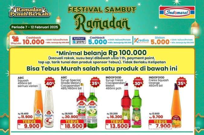 Promo Indomaret Sambut Ramadan 7 Februari 2025, Cashback Rp 10.000 dengan SPayLater