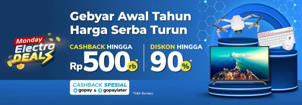 Promo Monday Electro Deals di Tokopedia, Beli Produk Elektronik Cashback 100%!