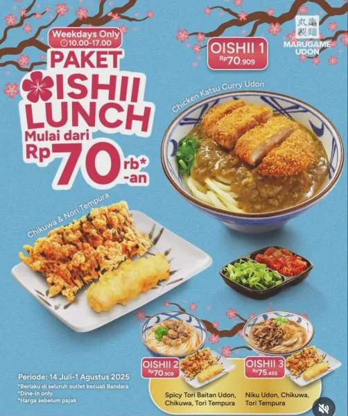 Promo Marugame Udon Paket Oishii Lunch Khusus Weekdays