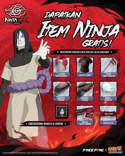 Hadiah gratis Free Fire X Naruto