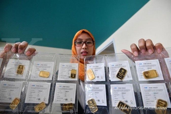 Harga emas Antam melejit Rp 6.000 per gram menjadi Rp 649.000/gram