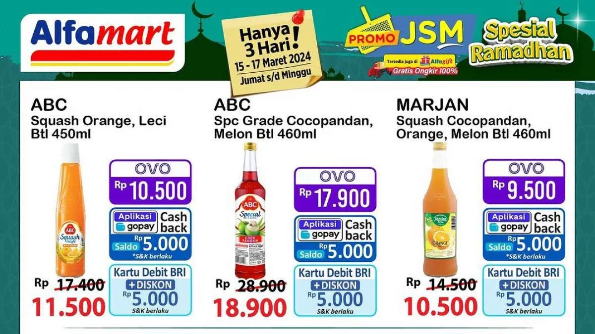 Promo JSM Alfamart 17 Maret 2024 Spesial Ramadhan, Bayar Hemat dengan OVO & Gopay