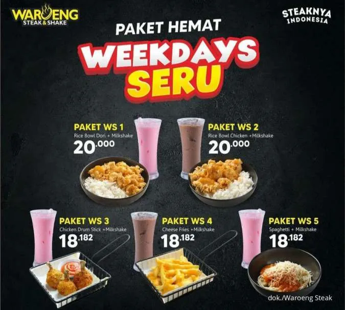 Promo Waroeng Steak edisi Januari 2023 Paket Hemat Weekdays Seru