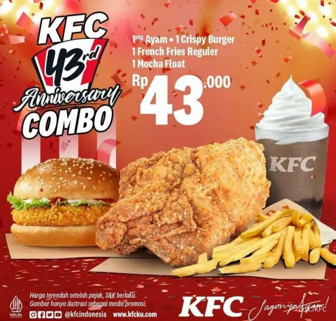 Promo HUT ke-43 KFC Paket Kombo KFC 43th Birthday