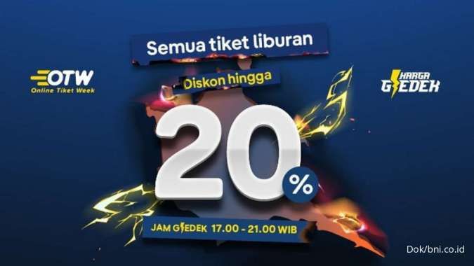 Promo Tiket.com x BNI Semua Tiket Liburan Diskon Sampai 20%, Berlaku Mulai Hari‌ Ini