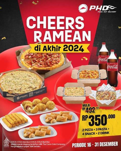 Promo Pizza Hut Delivery Akhir Tahun 16-31 Desember 2024