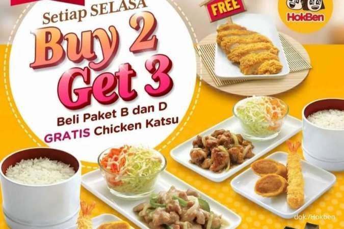 Promo Hokben 24 Mei 2022, Buy 2 Get 3 Menu Paket dan Ala Carte dari Hokben