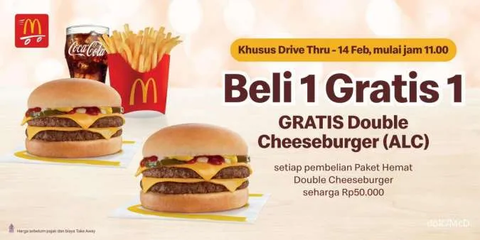 Promo McD Valentine Selasa 14 Februari 2023, Beli 1 Gratis 1 Double Cheeseburger ALC