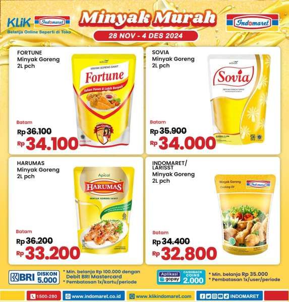 Promo Minyak Goreng Murah di Indomaret 28 November-4 Desember 2024