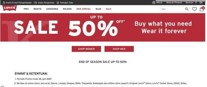 Promo Produk Levi’s yang Tebar Diskon Sampai 50%