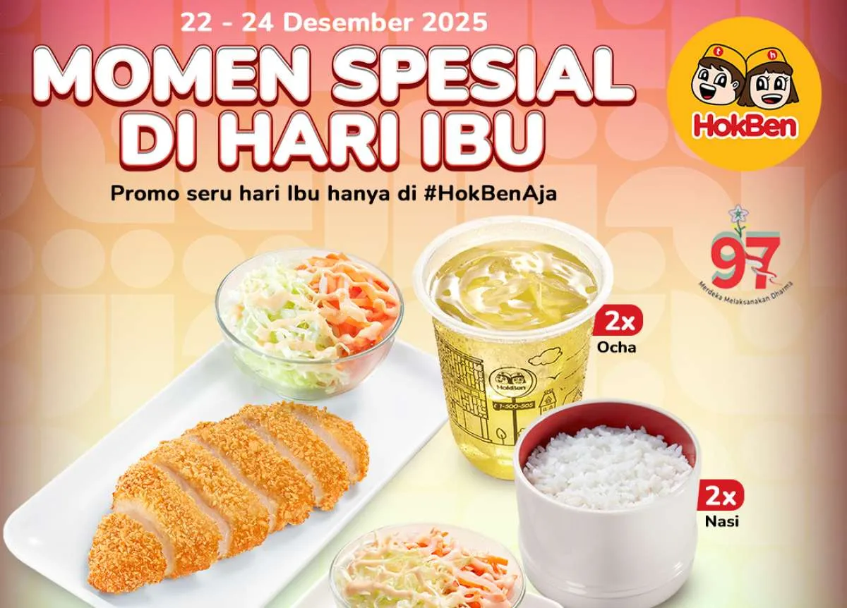 Promo HokBen Hari Ibu 22-24 Desember 2025, Paket Makan Berdua Cuma Rp 30.000-an/Orang