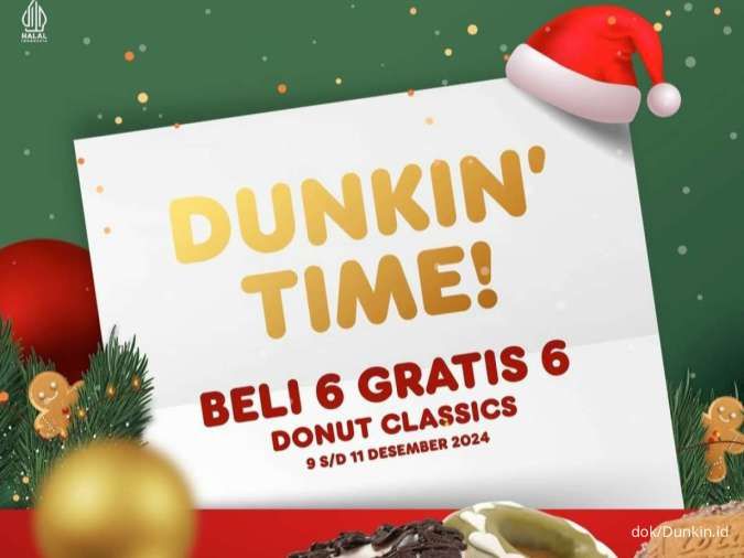 Promo 12.12 Dunkin Time 9-11 Desember 2024, Beli 6 Gratis 6 Donut Classics