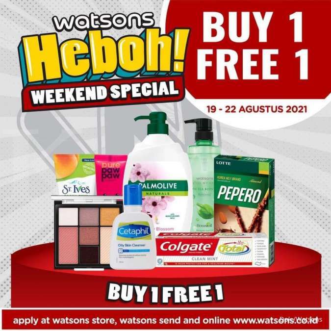 Promo Watsons Beli 1 Gratis 1 Periode 19-22 Agustus 2021