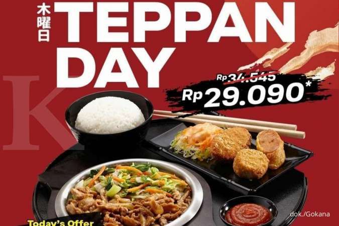 Promo Gokana 3 Februari 2022, Thursday is Teppan Day Paket Gokana 1 Cuma Rp 29.090