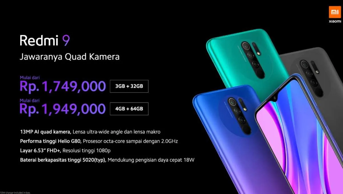 Cuma Rp 1 jutaan, ini spesifikasi Redmi 9 yang resmi rilis di Indonesia 