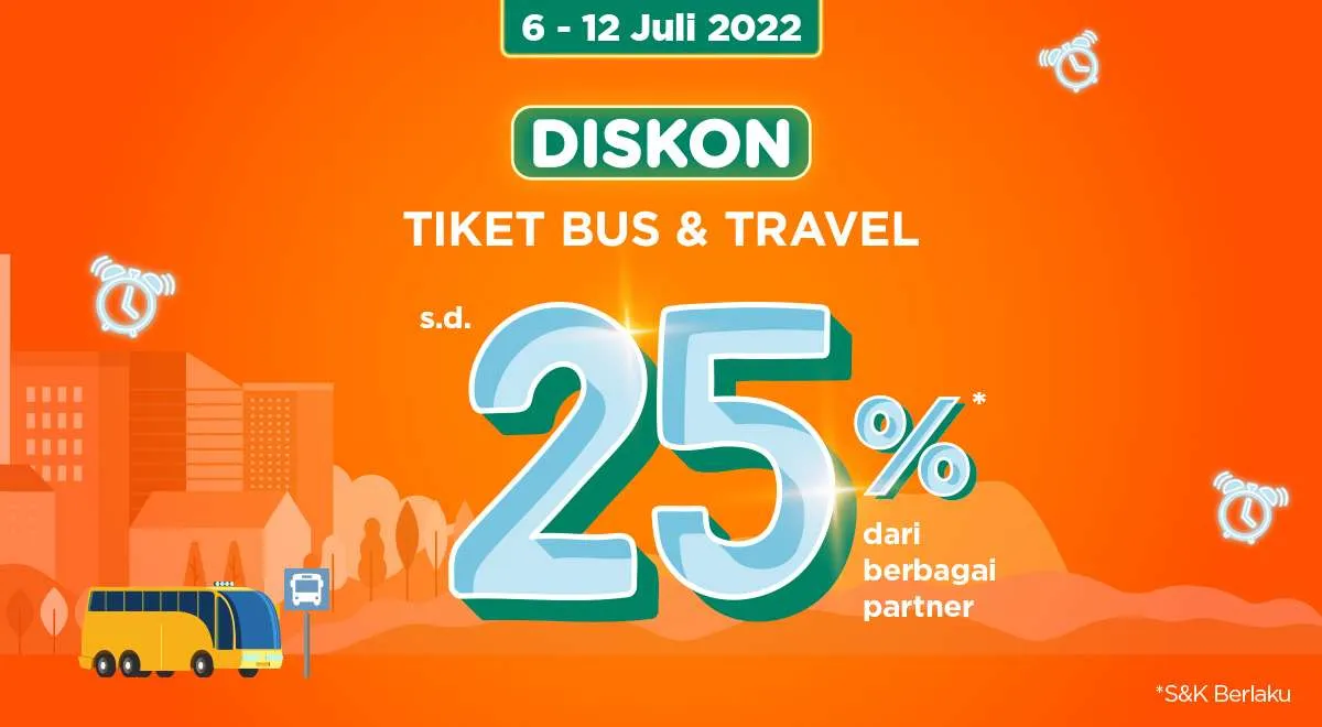 Promo PegiPegi Time 7.7, Diskon Tiket Bus & Travel hingga 25% dari Berbagai Bank