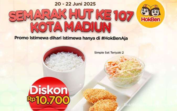 Promo HokBen HUT Kota Madiun 20-22 Juni 2025, Simple Set Teriyaki Diskon Rp 10.700
