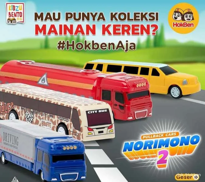 Promo Hokben Paket Kidzu Bento berhadiah Norimono 2 edisi truk & bus 