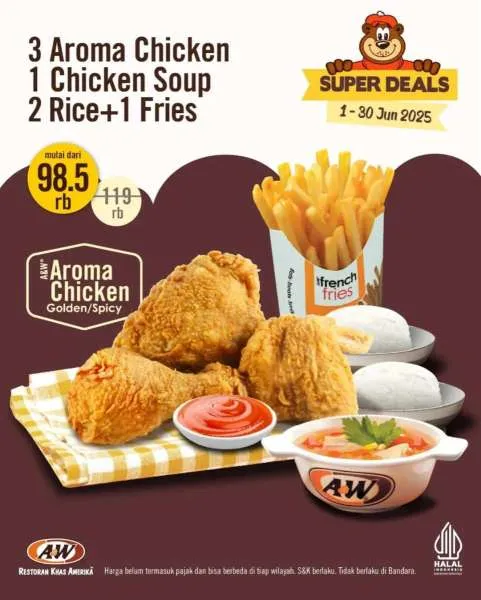 Promo A&W Sharing Meal Paket 3 Aroma Chicken