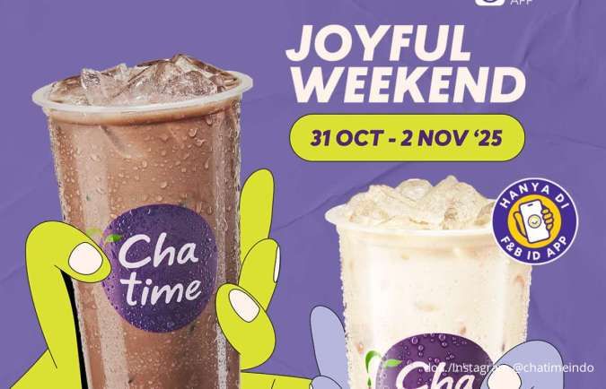 Cuma 3 Hari! Promo Chatime Joyful Weekend, 2 Pilihan Minuman Favorit Cuma Rp 19.000
