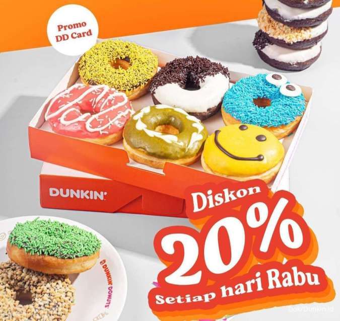 Dunkin' Donuts Berikan Promo Diskon 20% untuk Pembelian Donat Setiap Hari Rabu  