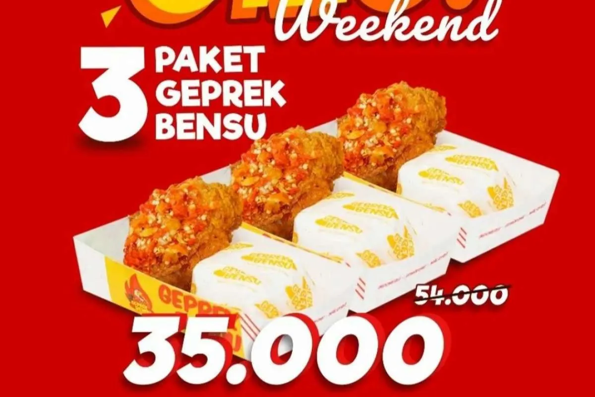Promo Geprek Bensu 5-7 Agustus 2022, Diskon Besar 3 Paket Geprek Bensu Rp 35.000