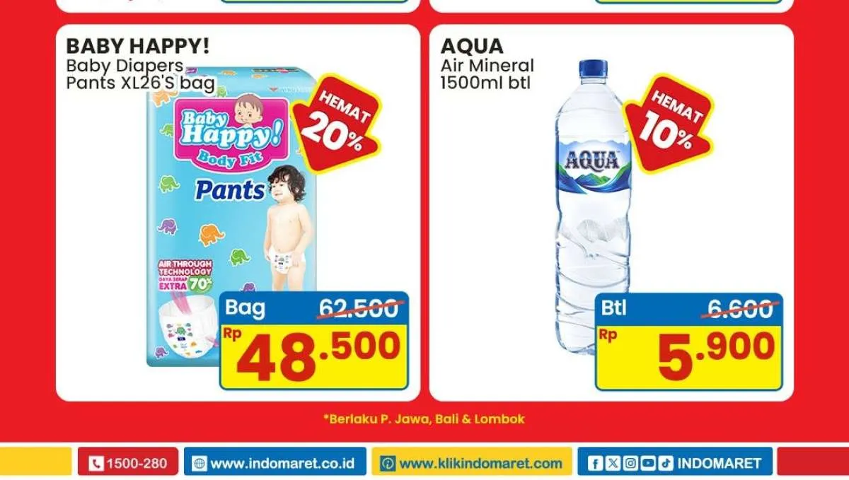 Promo Indomaret Weekend 11-13 April 2025, Baby Happy dan Aqua Hemat Minggu Ini