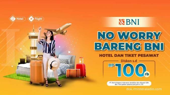 Promo Mister Aladin & BNI, Pesan Hotel dan Tiket Pesawat Diskon s.d Rp100.000