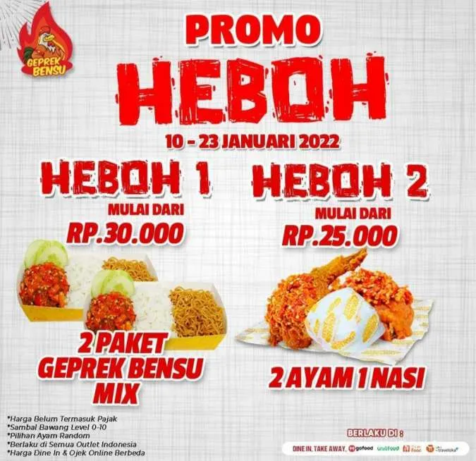 Promo Heboh Geprek Bensu 10-23 Januari 2022