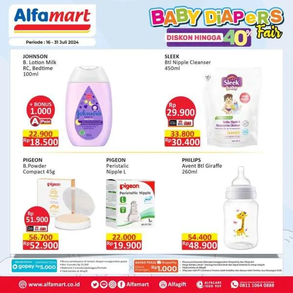 Promo Alfamart Baby Diapers Fair Diskon s/d 40% Periode 16-31 Juli 2024