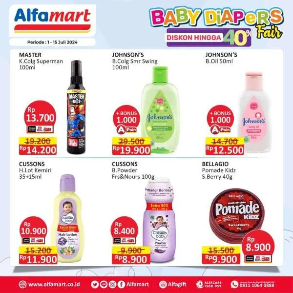 Promo Alfamart Baby Diapers Fair Diskon s/d 40% Periode 1-15 Juli 2024