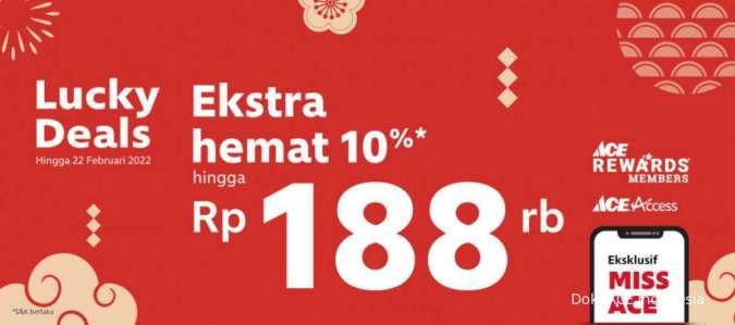 Promo ACE Lucky Deals, Belanja di ACE Online Dapat Diskon 10%