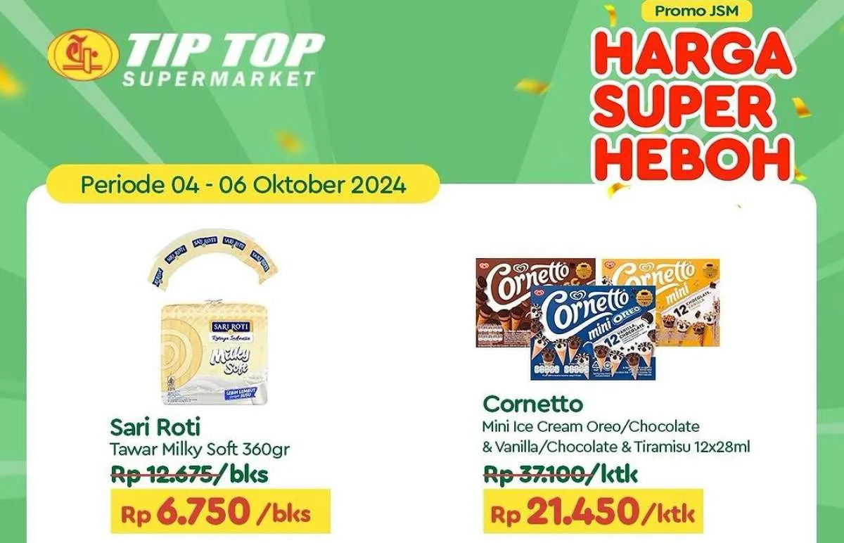 Promo Es Krim di JSM Superindo & Alfamart-Tip Top Weekend, Beli Cornetto Lebih Hemat
