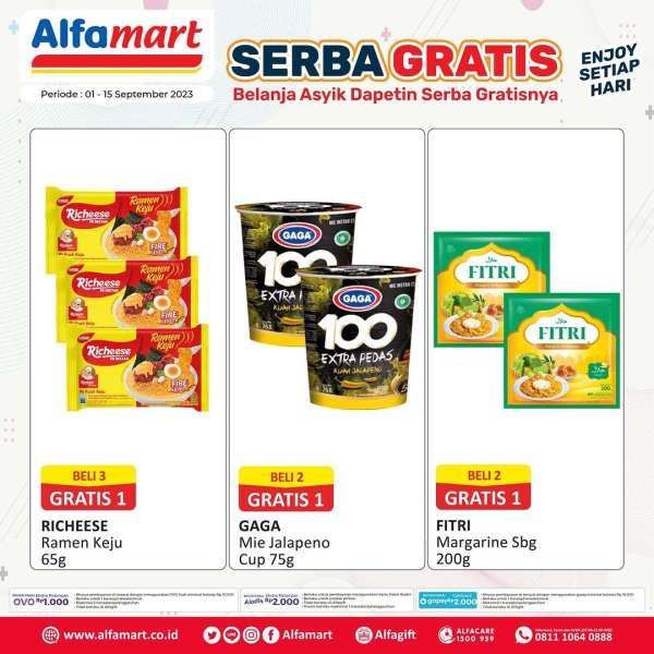 Promo Alfamart Serba Gratis Hari Terakhir (15/9), Masih Ada Penawaran Beli 1 Gratis 1