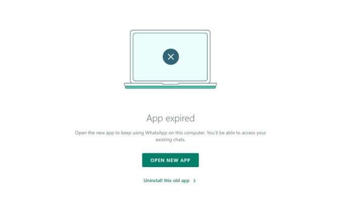 WhatsApp Desktop App expired