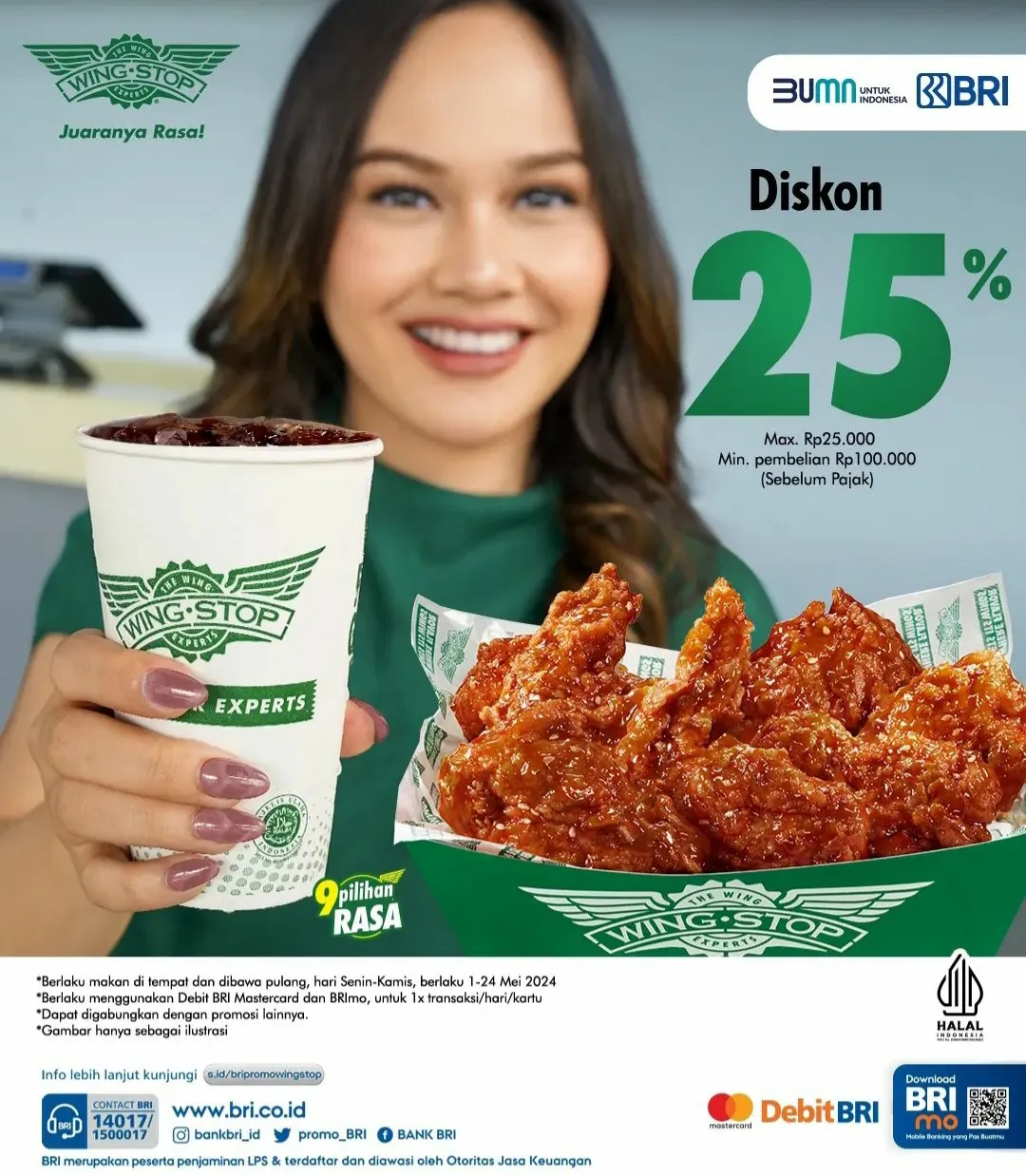 Wingstop di Bank BRI Diskon 25%