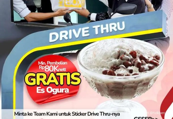 Stok Terbatas! Promo HokBen Drive Thru, Order Menu Favorit Gratis Es Ogura & Tumbler