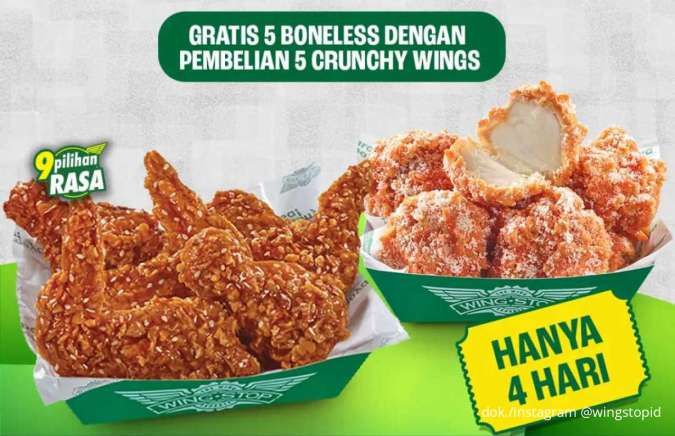 Promo Terbatas Wingstop 6–9 Januari 2026, Beli 5 Crunchy Wings Gratis 5 Boneless