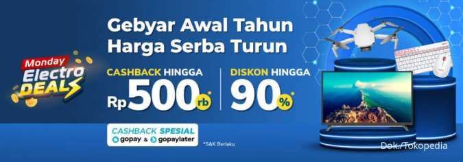 Promo Monday Electro Deals di Tokopedia, Beli Produk Elektronik Cashback 100%!