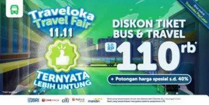 Promo Traveloka Travel Fair 11.11, Diskon Tiket Bus & Travel Hingga Rp 110.000