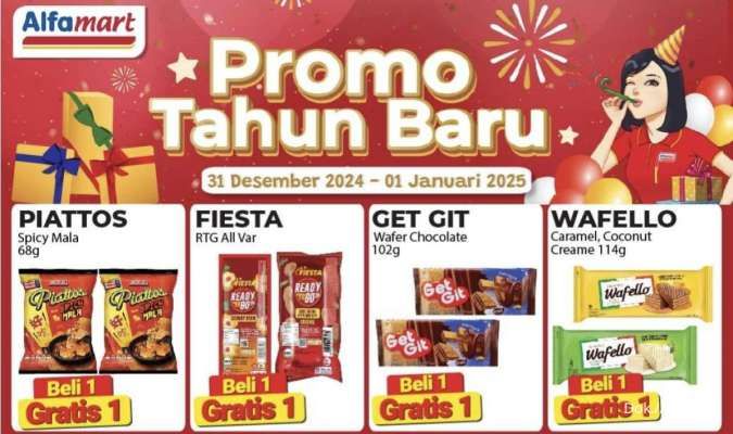 Promo Alfamart Spesial Tahun Baru, Beli 1 Gratis 1 Aneka Snack dan Minuman