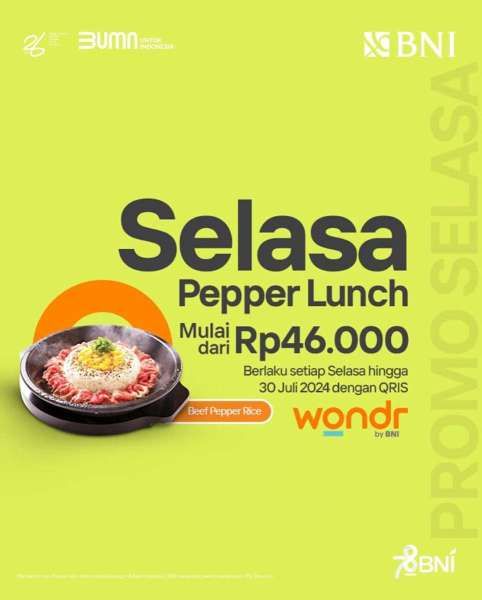 Promo Pepper Lunch dengan QRIS Wondr by BNI