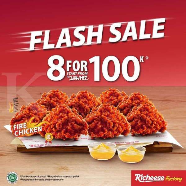 Promo Richeese Factory 1-3 Januari 2021, 8 fire chicken mulai dari Rp 100.000!