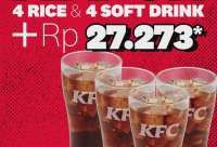Cuma Hari Ini, Promo KFC Crazy Deal Add On 4 Nasi + 4 Soft Drink Cuma 27.000-an